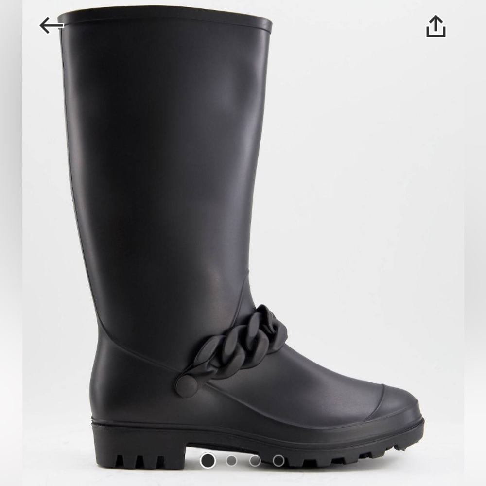 NWT • ASOS • GRAYSON Tall Black Welles Boots with Chain Trim Detail - Picture 3 of 13